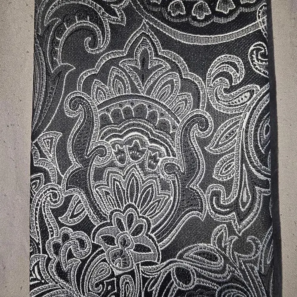 Stafford Men's Black and Silver Paisley Tie